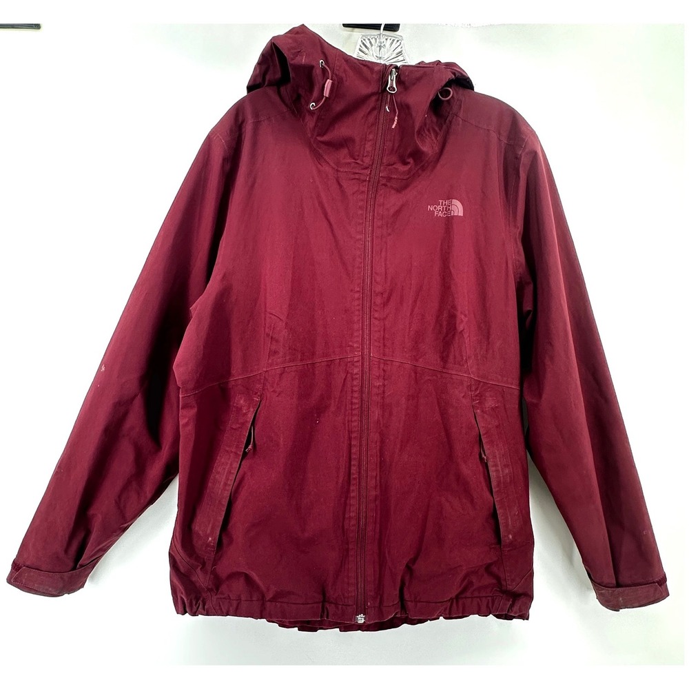 The North Face DryVent Rain Jacket Womens XL Burgundy Hooded Full Zip Parka